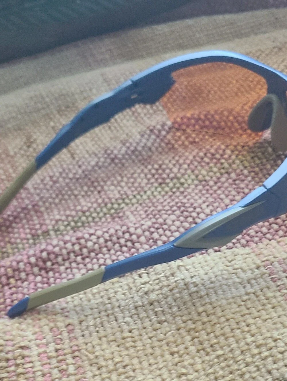 Blue Frame Orange Lens Men's Wrap Performance Sunglasses